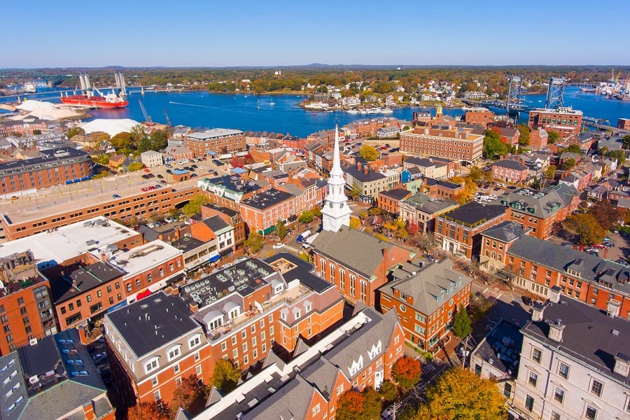 aerial view downtown of new hampshire, usa