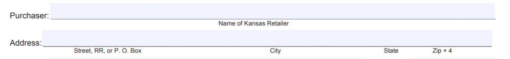 Kansas Resale Exemption Certificate Form