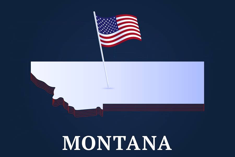 state flag and map of montana, usa