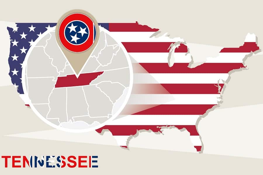 state map of tennessee, united states of america